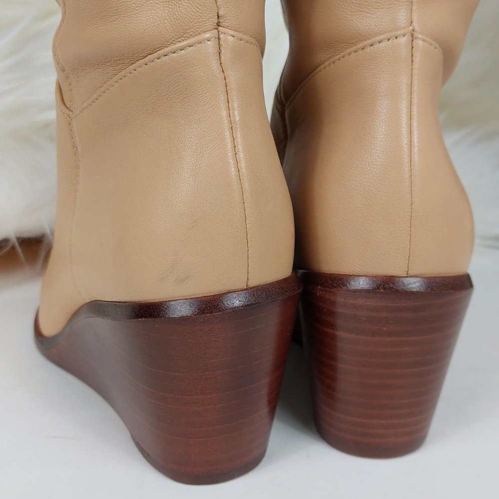 Vince Marlow Smooth Leather Tall Wedge Boots - Picture 8 of 12